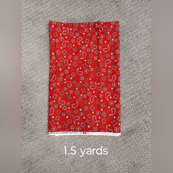 1.5  Yards Vintage / Antique Fabric - Red Paisley- Timeless Treasures - Picture 2 of 3
